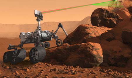 Robot thám hiểm làm nhiệm vụ trên sao Hỏa.
